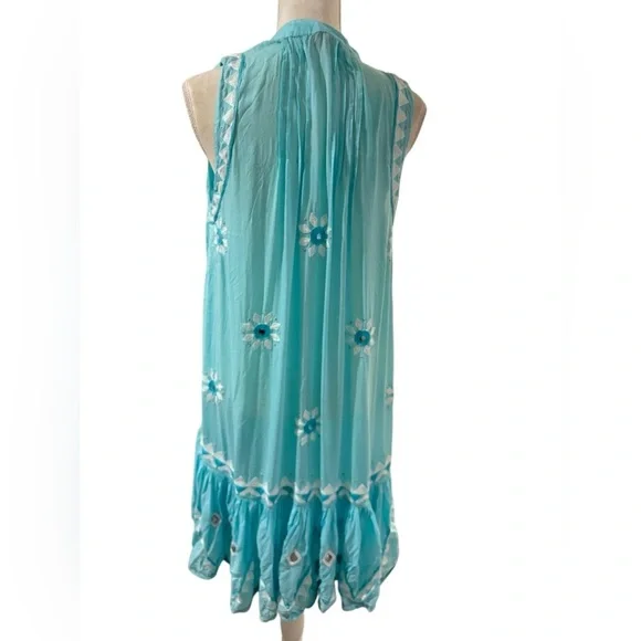 Pranella bohemianTurquoise Sleeveless Dress with Tassels Size SM/MED - Picture 4 of 7